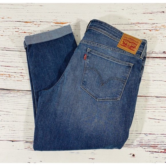 Levi's Denim - Levis Jeans Womans Sz 33 Tag Classic Tapered Blue Pants 38 X 26 Actual Mom Comfy